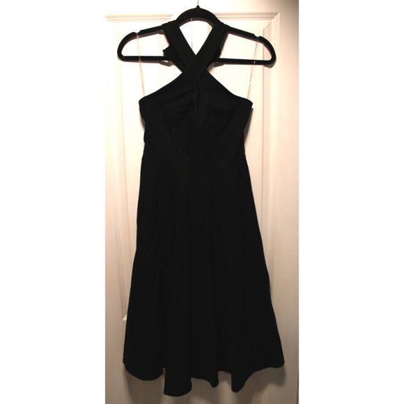 Black Cross Strap Halter Pinup Circle Dress - Picture 7 of 8